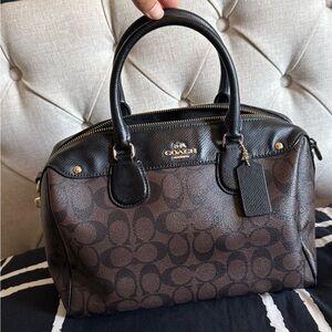 Coach Brown and Black Signature Satchel